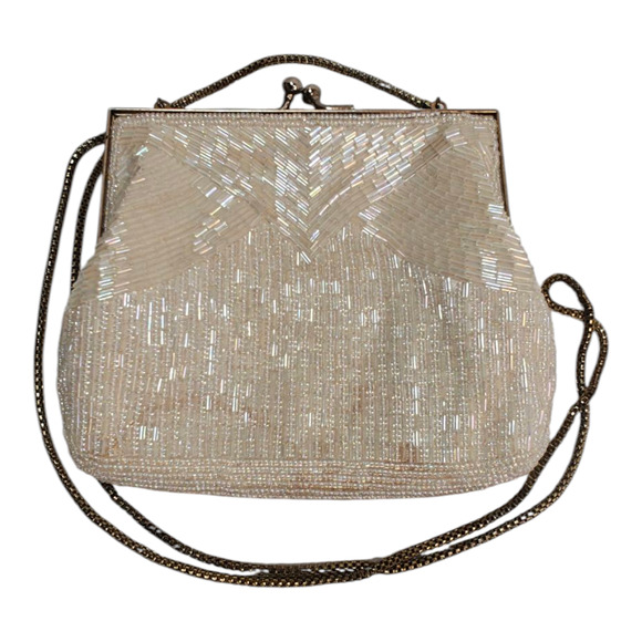 Vintage white Gatsby Beaded evening purse - Picture 1 of 7